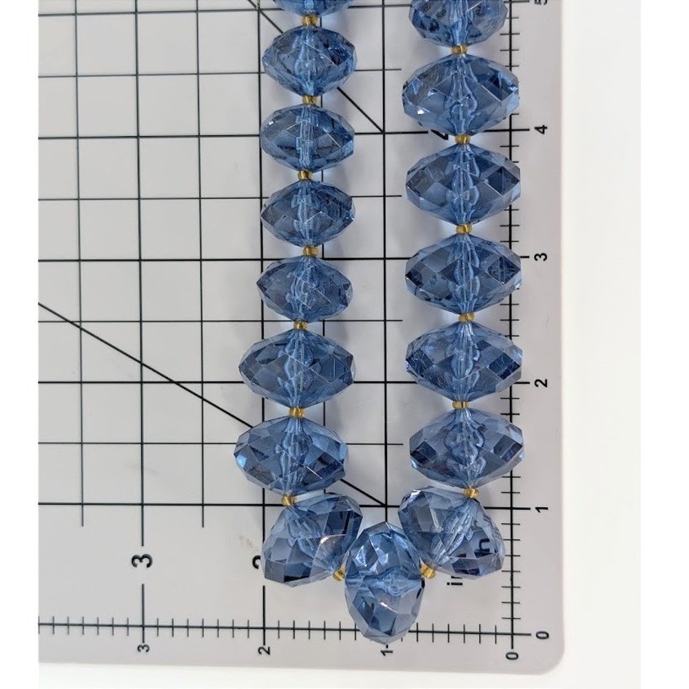 Joan Rivers Blue Glass Faceted Bead Necklace Graduated Hollywood Regency - Picture 12 of 12